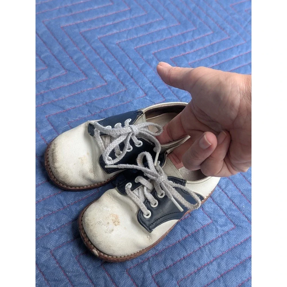Ruggies Vintage Leather Oxford Childs Shoes, Boy/Girl Size 7D Made In USA